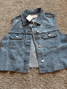 Evereve Light Wash Denim Vest